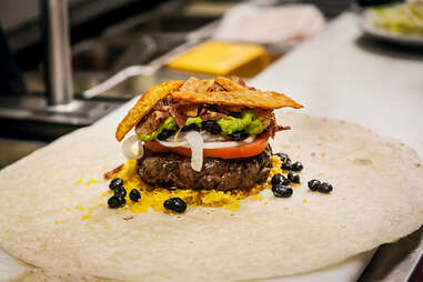 Last is the tortilla chips on the Supreme Nacho Burger at Slater's 50/50 in Liberty Station San Diego.