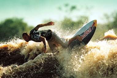 River surfing the Pororoca Bore on the Amazon River.