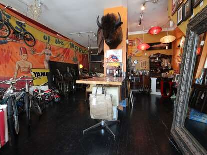 Roadtrip's interior holds an array of eclectic items, such as a buffalo head.