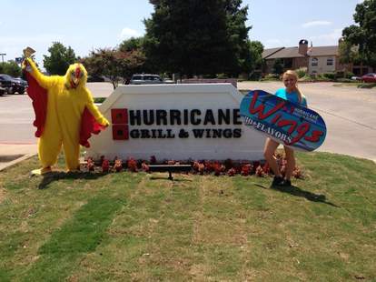 Hurricane Grill & Wings sign and mascot