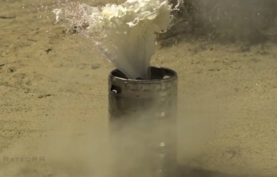 Tap a Keg With a Detonation Cord - Opening and Blowing Up Beer Kegs ...