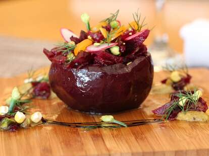 A beet stuffed with vegetables.