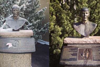 Spock busts in Vulcan, Alberta.
