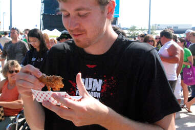 Tim Kilber eats hot chocolate wings