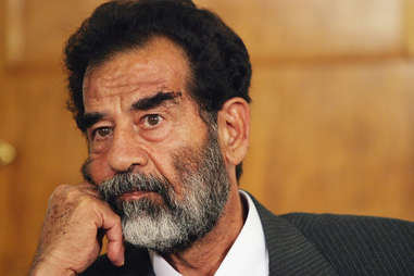 Saddam Hussein looking sad