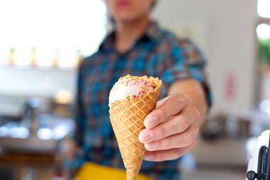 Ice cream cone at Fifty Licks in Portland