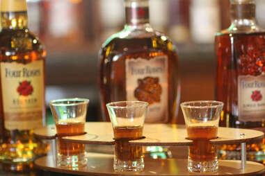 Four Roses bourbon flight at Charr'd Bourbon Lounge at Marriott Louisville East