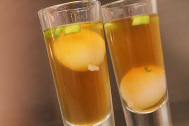 Pho broth shooters at Lacroix