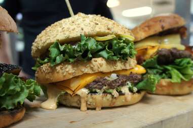 Large melty burger with lettuce