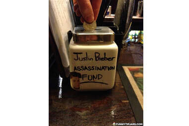 Justin Bieber tip jar