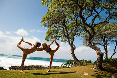 girls doing yoga