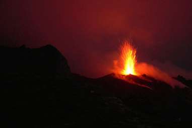 volcano erupting