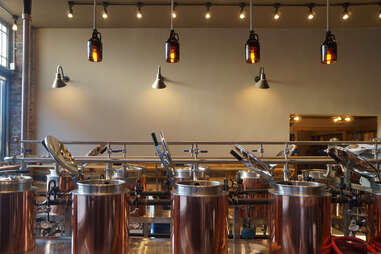Copper kettles at Hopster's