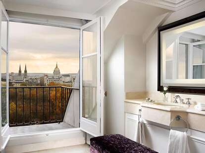 View out the bathroom window at the Westin Paris