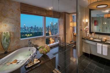 bathroom with amazing view of new york city